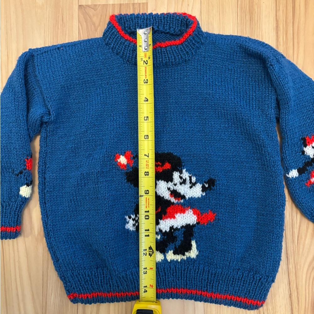Blue Sweater with Disney Mickey and Minnie Character Design sz 3T Handmade - Picture 5 of 7